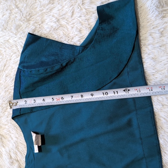 Y2K Vintage Cindy USA Iridescent Aqua Taffeta Cocktail Dress with Shrug Size 3XL - Picture 16 of 16